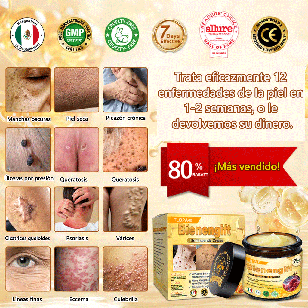 🎁 Crema TLOPA® con complejo de veneno de abeja: antienvejecimiento, hidratante, reparadora de la piel, mejora la textura de la piel, trata el acné y la pigmentación, elimina verrugas y lunares y alivia la psoriasis.