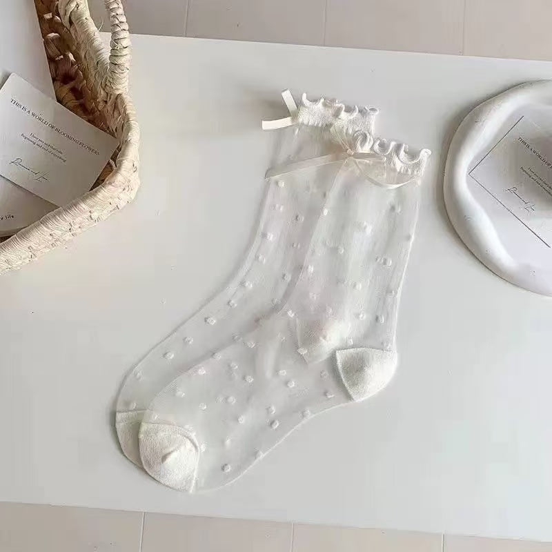 🧦 Tienda oficial de TLOPA® – Calcetines transpirables de seda helada con diseño de lunares